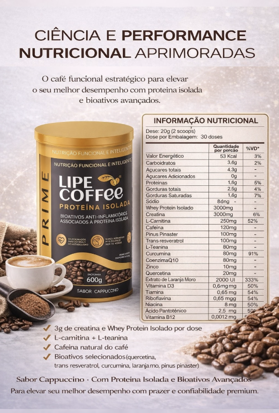 Tabela nutricional LipeCoffee PRIME ISO