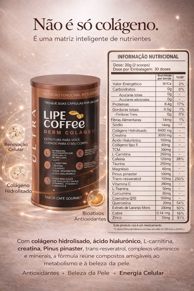 Tabela nutricional LipeCoffee Colágeno Café