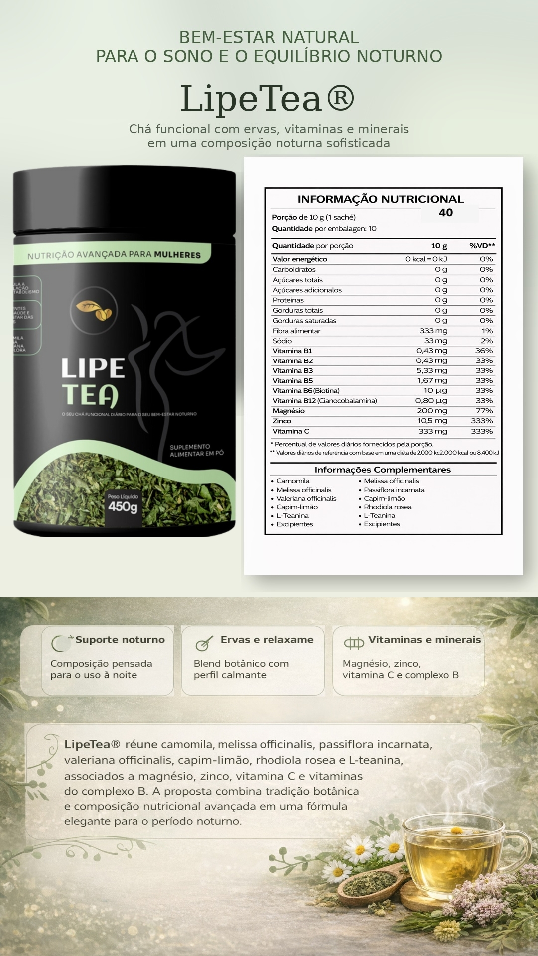 Tabela nutricional LipeTEA