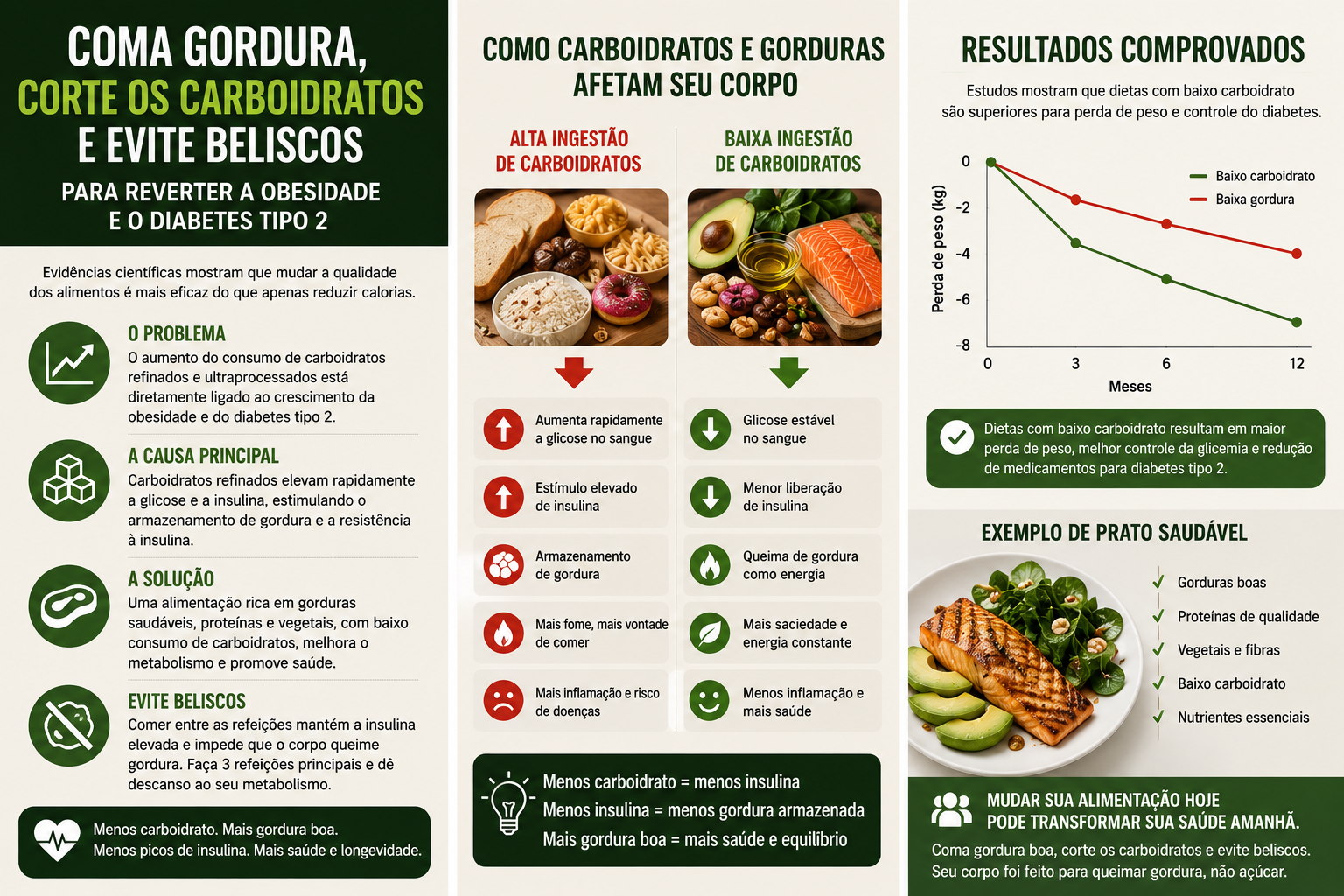 Como carboidratos e gorduras afetam o corpo — comparativo de mecanismos e resultados